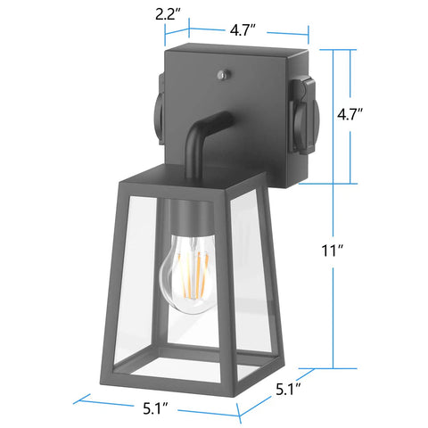 Super Durable Dusk To Dawn Porch Lights Packed With Two Outlets That Are Waterproof And Anti Rust In Black Finish For Your Garage Patio Or Garden