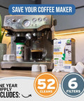 Breville Espresso Machine Cleaning Kit With 52 Two-Gram Tablets And 6 Filters No-Fuss Deep Clean To Remove Build-Up On Table