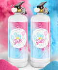 Gender Reveal Powder Blue Cylinder Cannon Squeeze Handle Flips Out With Bright Corn Silk Confetti For Your Next Bash To Absolutely Rock The Room And Go Down As A Legend Among Friends, two cannons with colorful smoke.