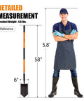Heavy Duty Trench Shovel With Fiberglass Handle 58 Inch Length High Carbon Steel Blade beside a person for size reference