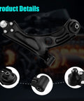 2-Piece Front Lower Control Arms With Ball Joint Fit Chevrolet Sonic 2012 2013 2014 2015 2016 2017 2018 2019 2020 OE-Grade Replacement Beefed-Up Steel Direct Fit Suspension Upgrade For Smoother Handling And Tight Steering, black steel arm with ball joint close-up