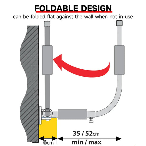 Heavy Duty Universal Roof Box Wall Mount Pair Offering Rock Solid Grip and Quick Fold Mechanism, showing foldable design details.