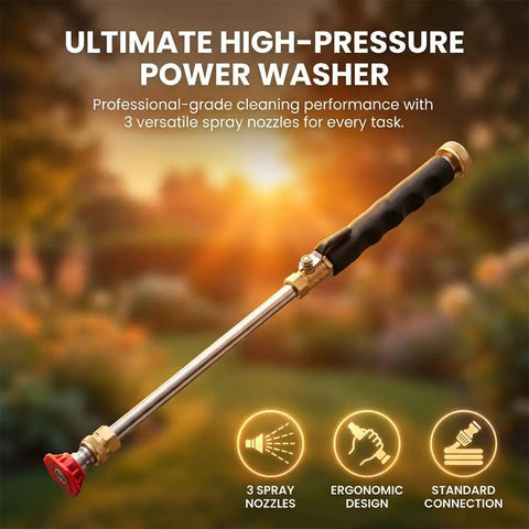 Power Washer Nozzle For Garden Hose With 3 Spray Tips And Quick Connect Brass Wand High Pressure Attachment For Car Wash Patio And Lawn Cleaning Leak Free And Easy To Use handheld with red nozzle tip