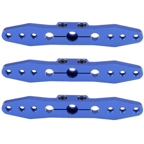 Three Piece Aluminum RC Clamping 25T Servo Horns Set With Double Arm Steering Arms, blue anodized, for RC car upgrades