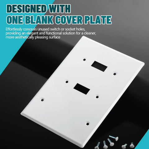 Three Gang Wall Plate With Two Toggle Holes And One Blank Cover Gloss White Stainless Steel Finish Standard Size 4.50 By 6.38 Inches Corrosion Resistant GFCI Outlet Receptacle Compatible Conceals Unused Switches For A Clean Look