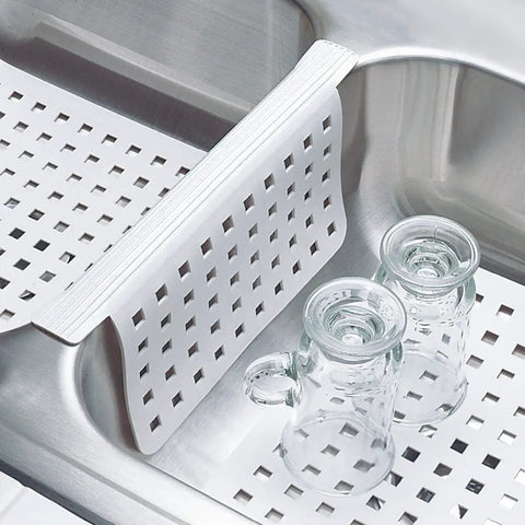 Kitchen Sink Mat Protector 11 By 12 Inches White Open Grid Plastic Sink Mat For Dish Protection In Kitchen Bathroom And Laundry Sinks The Euro Collection over a sink divider with glassware