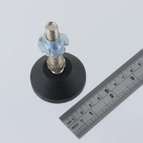 Industrial Grade Heavy Duty Badass M10 Adjustable Leveling Feet Kit With Four Tee Nuts For Machinery And Cabinet Setup, rubber base pads with steel stud.
