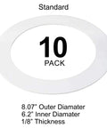 Gloss White Goof Trim Rings For Recessed Lighting Cans 10 pack, 8.07" outer diameter, 1/8" thickness for five or six inch housing.