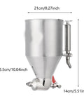 Heavy Duty Pneumatic Stucco Cement Sprayer Hopper With Stainless Steel Body, dimensions labeled, professional tool for contractors.
