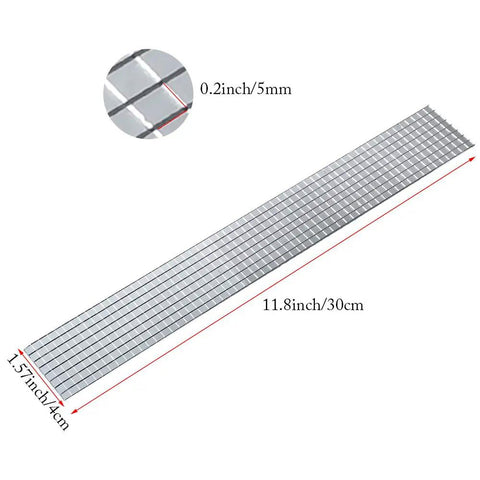 Self Adhesive Mirror Mosaic Sheets Pack With 9440 Pieces Of 5x5 Mm Silver Square Glass Tiles For DIY Crafts And Home Decor 20 Sheets Each 4 By 30 Cm Easy Peel And Stick showing sheet dimensions.