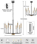 8 Light Farmhouse Chandelier With Dope Black And Gold Finish Modern Candle Pendant Lighting For Kitchen Island Living Room Dining Room Foyer Or Entryway Height Adjustable Chain And Center Rods For Custom Height