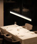 LED Linear Pendant Light 25W Black Hanging Bar Fixture For Kitchen Island And Dining Area over a dining table