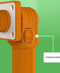 Heavy Duty 120A Battery Energy Storage Connector 25mm Wire Crimp Terminal with unlock button detail on right angle plug.