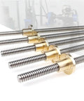 Heavy Duty Lead Screw Set for 3D Printers and CNC Machines, stainless steel rods with brass nuts, T12 style, multiple lengths