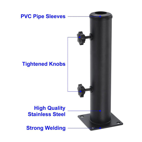 Two Pack Patio Umbrella Base Stand Kit With 2.16 Inch Tube Deck Mount Bracket Adjustable Sleeves For 1.25 Inch 1.5 Inch And 1.9 Inch Poles For Outdoor Garden Backyard Balcony
