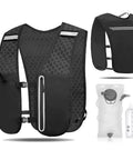 Black No Bounce Hydration Vest For Running With 2L Bladder And 500ml Soft Flask, Lightweight Adjustable Trail Vest, phone pocket visible