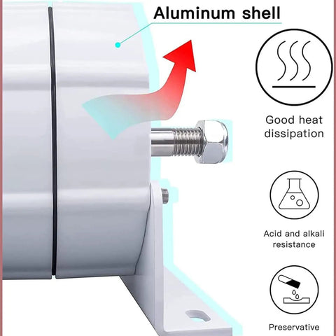 Close-up of an aluminum shell on a Low RPM Permanent Magnet Generator For Water And Wind Turbines, showing heat dissipation features.