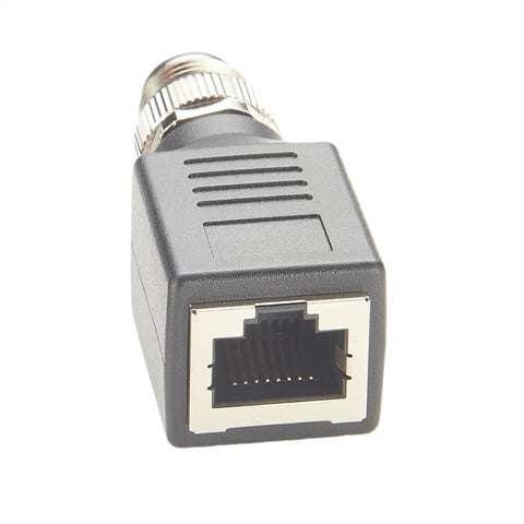 Front view of Beefy M12 A Coding 8 Pin To RJ45 Cat6 Shielded Industrial Ethernet Adapter IP67 Bulkhead for GigE Vision cameras.