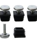 M8 Leveling Feet 30x30mm Square Insert Adjustable Furniture Glide 4 Pack for tables, desks, cabinets showing components