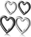 Heart Carabiner Keychain Clips Set In Silver And Black Durable Metal Spring Rings For Purses And Bags Backpacks Straps Water Bottles