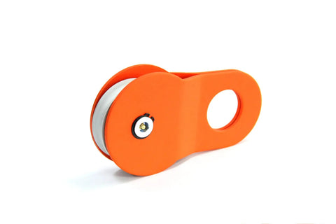 10 Ton Aluminum Wheel Snatch Block For Offroad Recovery 22,000 LBS Capacity Durable Pulley Block In Orange, side view