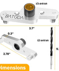 Dimensions of Heavy Duty Dowel Jig Kit For Floating Shelf Brackets With One Half Inch Drill Bit Included, aluminum construction