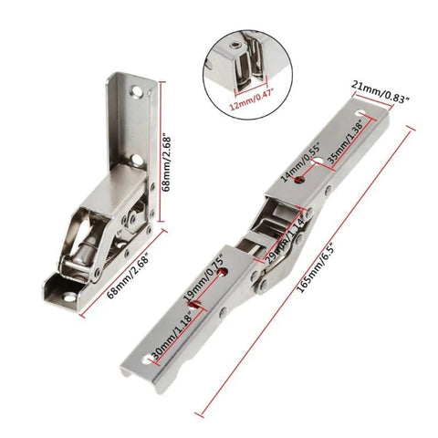 4 Pack 90 Degree Folding Door And Shelf Hinges with exact dimensions for table frames, heavy duty, soft close silent hydraulic mechanism.