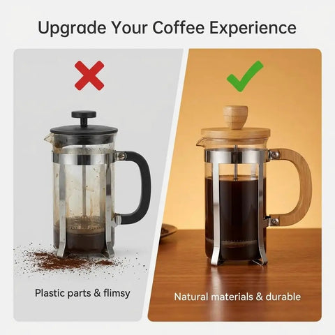 12 Ounce French Press Coffee Maker With Stainless Steel Filter And Borosilicate Carafe, Durable Bamboo Handle comparison