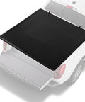 Premium Pull-Lock-Go Tonneau Cover For Ford Ranger 5ft Bed view from above, black material covering truck bed.