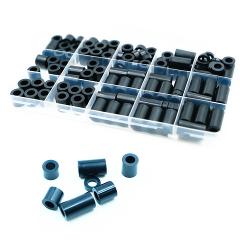 120 Piece Black Nylon ABS Round Spacers Kit No Threads, Plastic Spacer Set For M3 Screws, Assorted Sizes And Lengths From 3mm To 25mm, ID 3.2mm