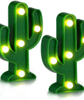 2 Pcs LED Night Light Cactus Lamp Set For Table Desk Bedroom And Home Decor, Cute Mexican Cinco De Mayo Party Decorations, Cozy Glow For Living Room, 4.72 By 2.76 Inch