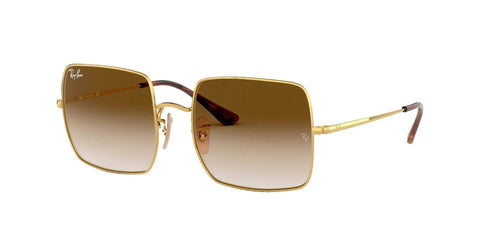 Women's Square Sunglasses With 100% UV Protection, Gold Frame And Clear Gradient Brown Lenses, 54mm, Prescription Ready Sunnies