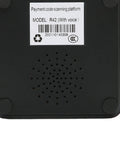 Back view of Portable Hands Free Barcode Scanner For Mobile Payments Multifunctional 1D And 2D Decoding with label and ports visible.