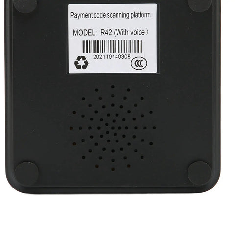 Back view of Portable Hands Free Barcode Scanner For Mobile Payments Multifunctional 1D And 2D Decoding with label and ports visible.