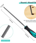 Kickstart Your Carpentry Game With This Hella Durable Eight Inch Wood Rasp File Set Featuring Flat Round Half Round And Triangular Teeth For Knotty Smoothing Badass Wood Finishing Work - Round carbon steel wood file for deburring, 7.87 inch.