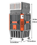 Industrial Grade Evaporative Cooler Featuring 50 Fan Speeds And Copper Motors Pumping Hella Fresh Air Across 1800 Square Feet Patios Warehouses Barns And Workshop Areas Smashing Stale Heat Until You Chill Out Totally, showing dimensions of 63in height and 33.5in width.