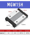 Dimensions diagram of MGW-H sliding block for Beefed-Up Linear Rail Kit 100 To 570mm With MGW-H Sliding Block For CNC And 3D Printers
