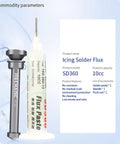 SD360 No Clean Solder Flux Paste Ultra Low Residue Low Smoke Transparent Welding Flux With Metal Push Rod 10cc syringe