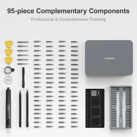 95 In 1 Precision Electric Screwdriver Kit With 86 Magnetic Bits And Visual Screen, 0.4Nm Torque For Stubborn Screws displayed