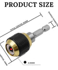 Quick-release hex shank bit holder with magnetic extension, 60mm, 6.35mm hex shank, black knurled grip, silver body.