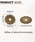 10 Pack Dope Brass Flower Cabinet Backplates 1 Inch Vintage Bronze Washer Hardware dimensions and details