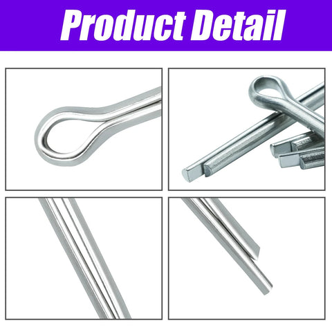 360-piece stainless steel cotter pin assortment (6 sizes) with U-loop and straight pins