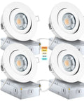 4-Pack 4-Inch Gimbal Recessed Lights With Junction Box, Adjustable Eyeball Ceiling Fixture, 5 CCT Selectable, airtight IC rated