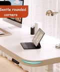 Slick Electric Sit Stand Desk With Three Smart Memory Presets And Cool Anti Collision Guard Heavy Duty Platform For Your Home Office Rig With Smooth Height Tweaking And No Sweat Assembly Ready, featuring gentle rounded corners.
