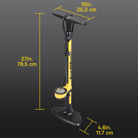 High Pressure Bike Floor Pump for Precision Inflation, Steel Barrel, 160 PSI, 3 Inch Analog Gauge, TwinHead DX5 Pump Head