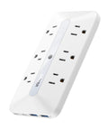 Ultra Thin 10 In 1 Outlet Extender Power Strip With Steady Surge Shield And A Low Profile Build That Presses Flat Against Walls.