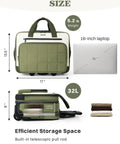 AUROTIER green puffer rolling laptop bag, front view with built-in wheels and front zip pocket, fits 16-inch laptop.