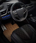 Car interior with 8 Gang LED Backlit Rocker Switch Panel Kit With Overload Protection, installed near steering wheel, blue light.