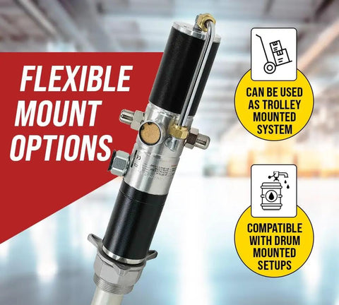Air Operated Oil Pump for 55 Gallon Drums Three To One Ratio 14 LPM And 3 GPM Double Action Transfer Pump flexible mount options
