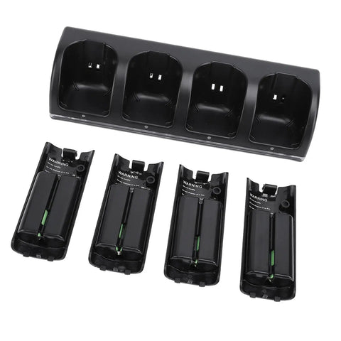 4 Port Remote Controller Charging Dock With 4 Pack 2800mAh Rechargeable Batteries, Black Finish